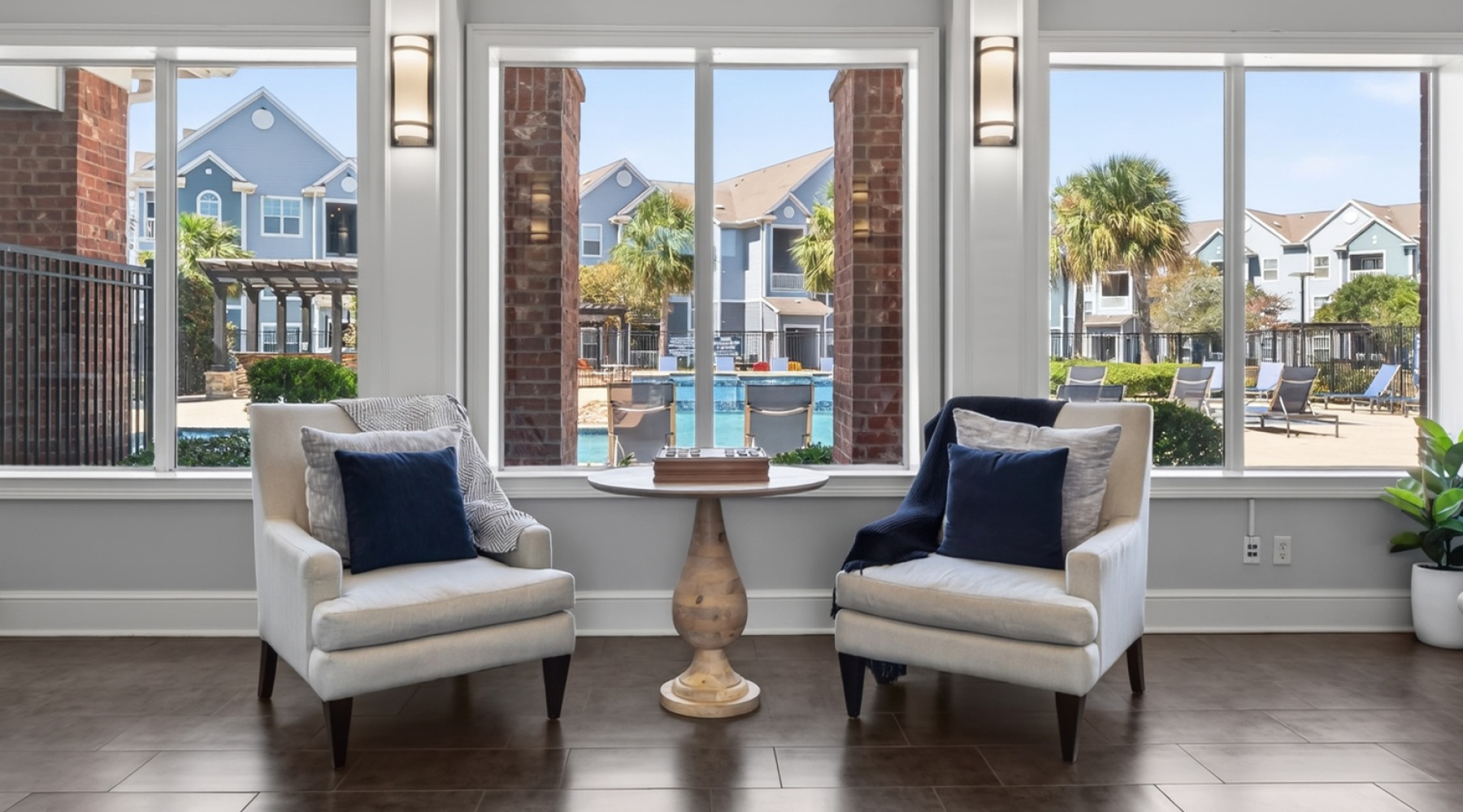 living room with large window at Texas apartment rentals in Corpus Christi